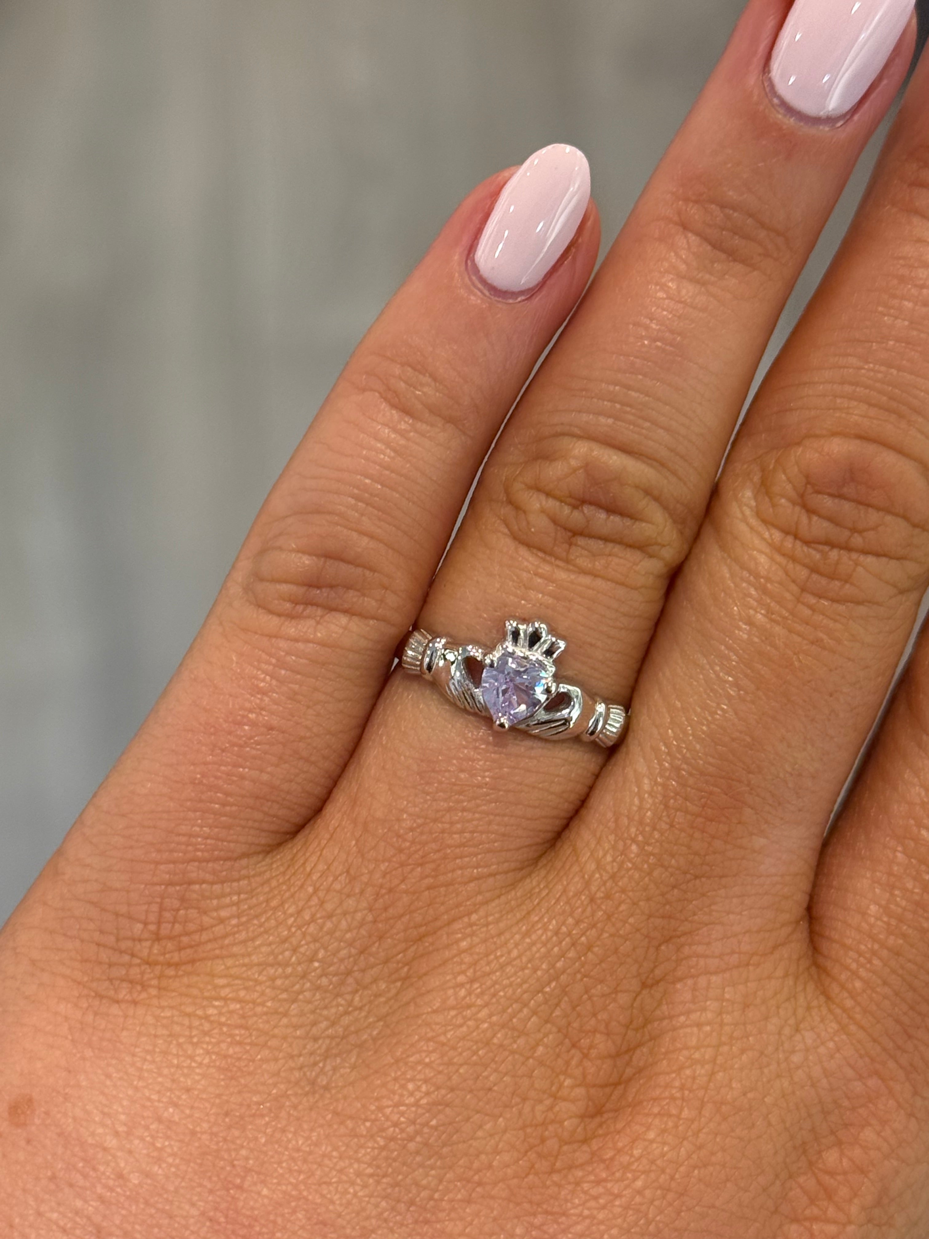 Sterling Silver June Birthstone Claddagh