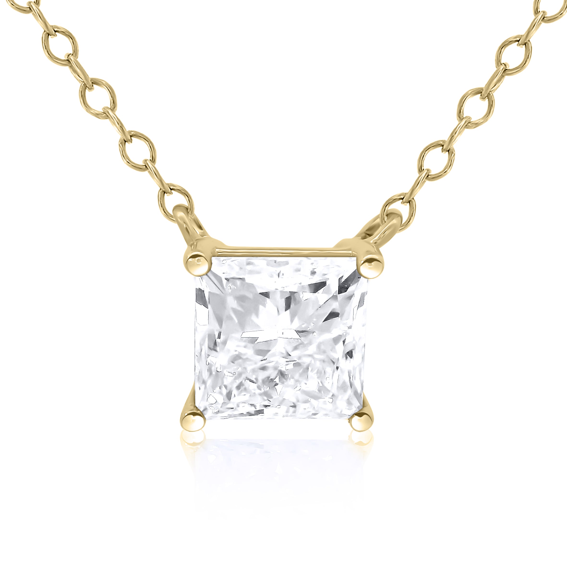 9ct Yellow Gold 1ct Princess Cut Laboratory Grown Diamond Necklace