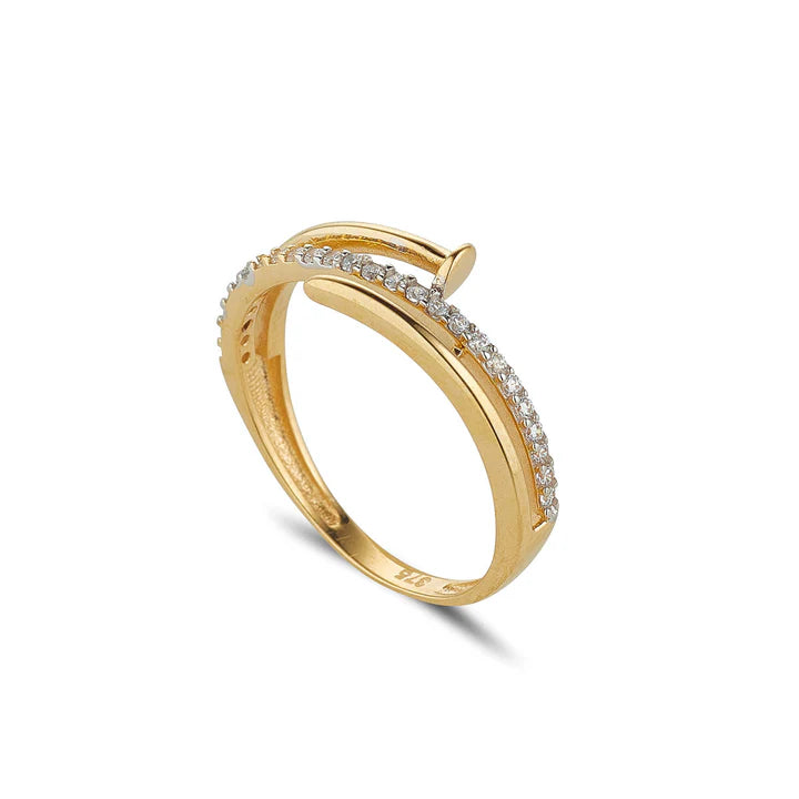 9K Yellow Gold CZ Nail Ring