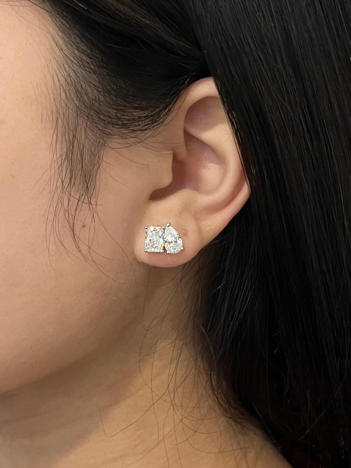 Sterling Silver CZ Moi & Toi Stud Earrings