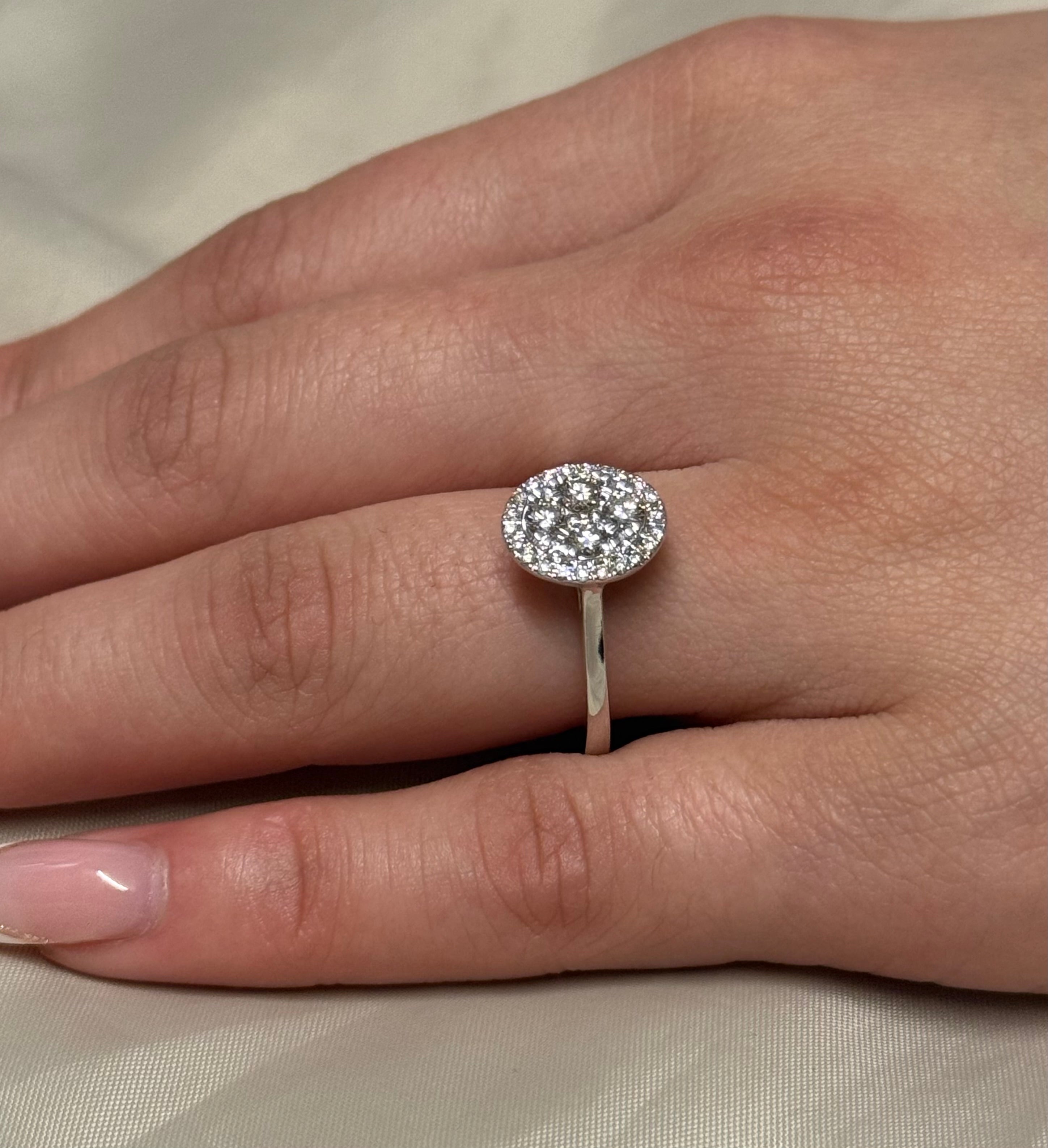 9K White Gold 50pt Illusion Oval Diamond Ring