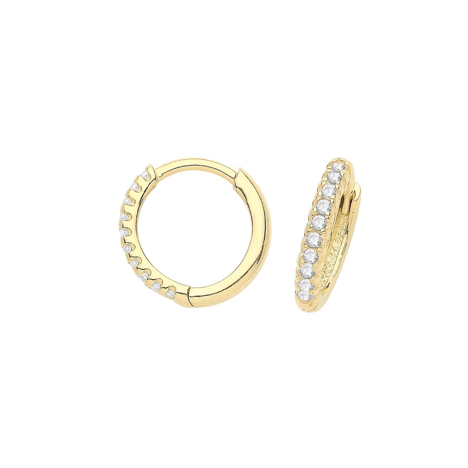 9ct Yellow Gold Claw Set CZ Hoops