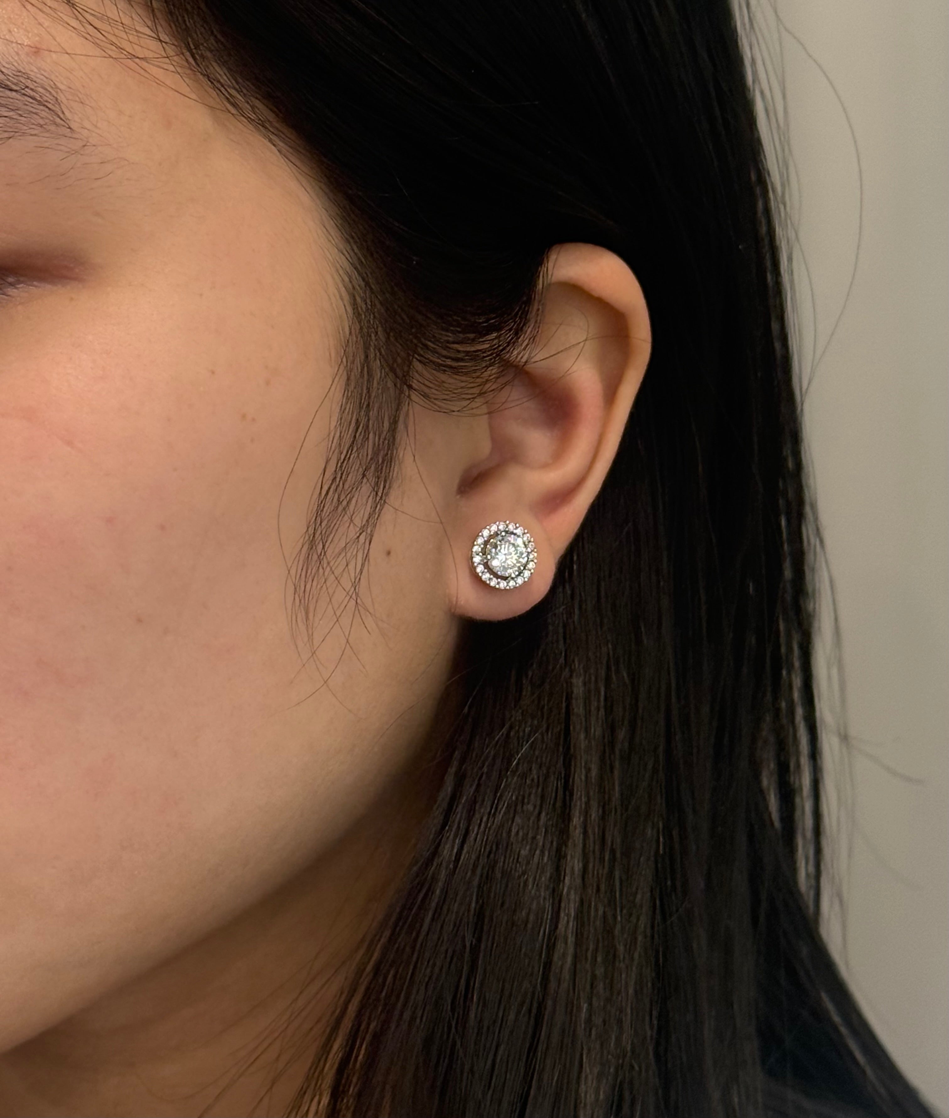 Sterling Silver Cubic Zirconia Halo Stud Earrings
