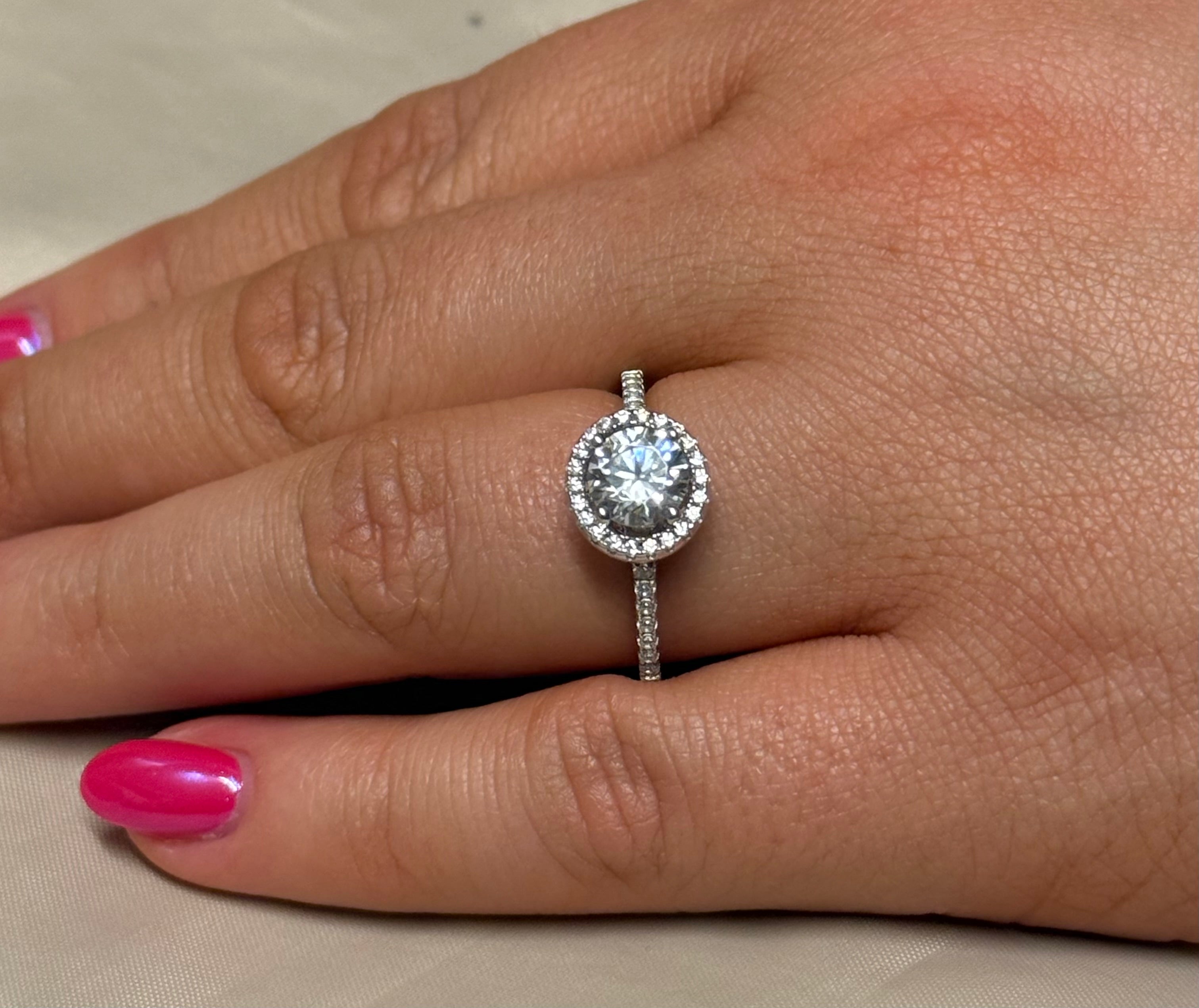 Sterling Silver Round Halo with CZ Band