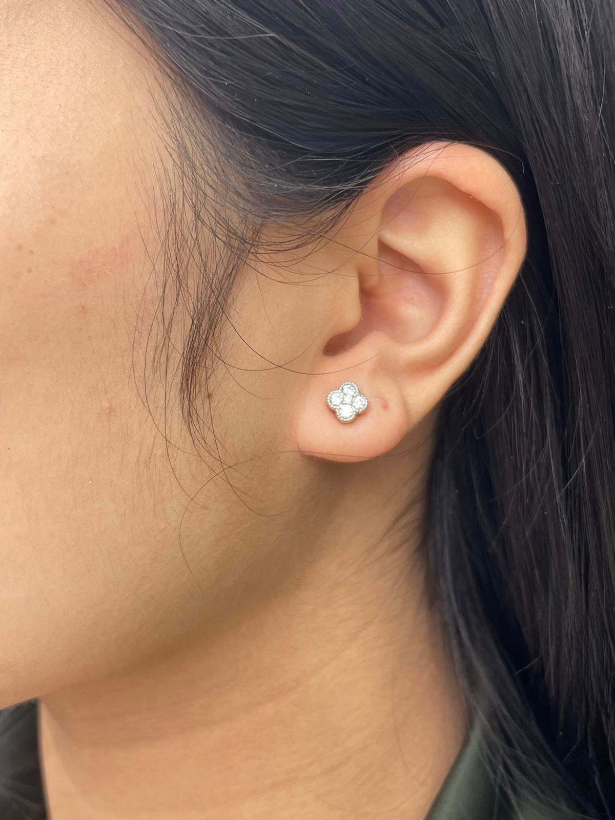 Sterling Silver Cubic Zirconia Clover Earrings