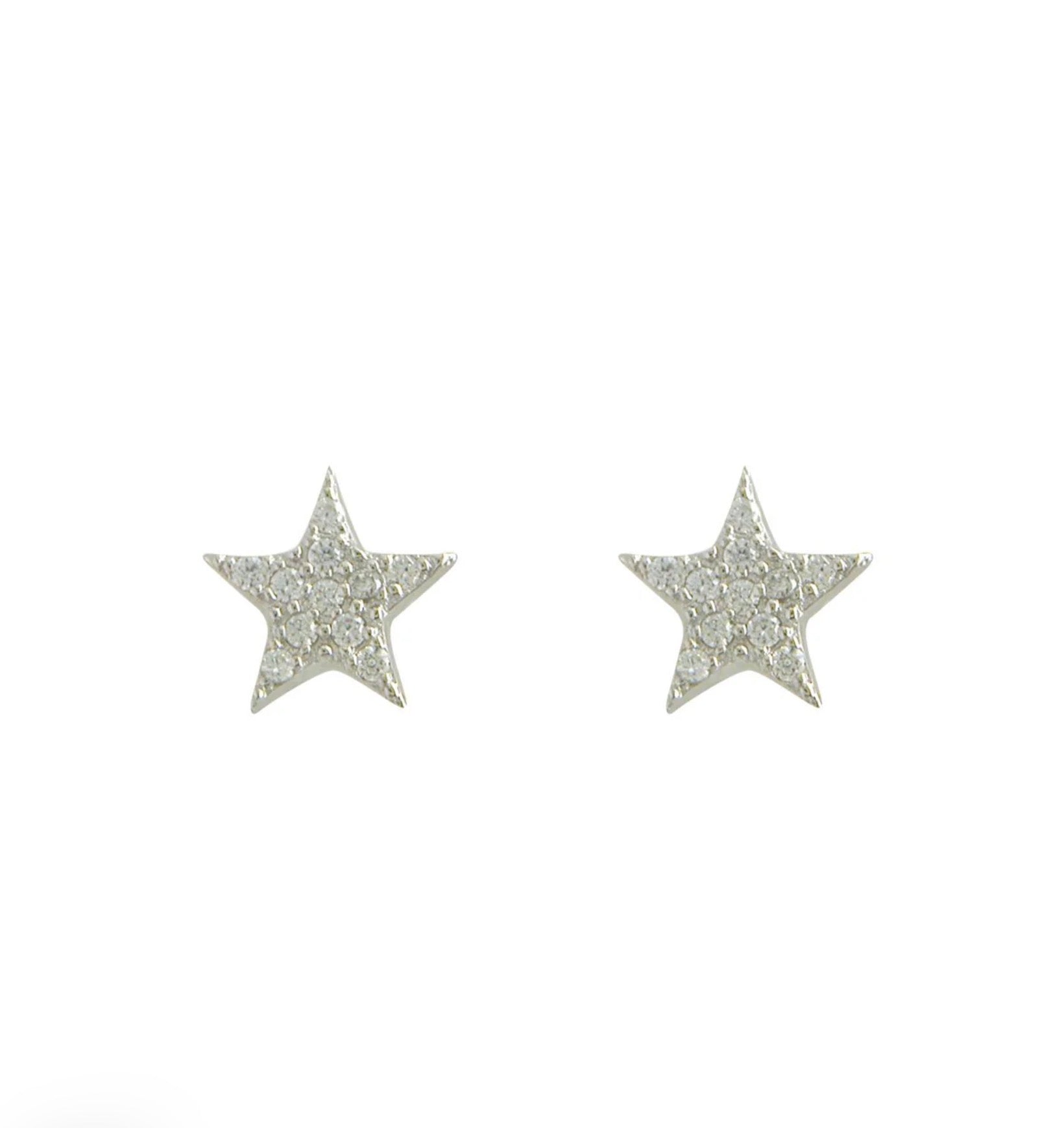 Sterling Silver CZ Star Stud Earrings