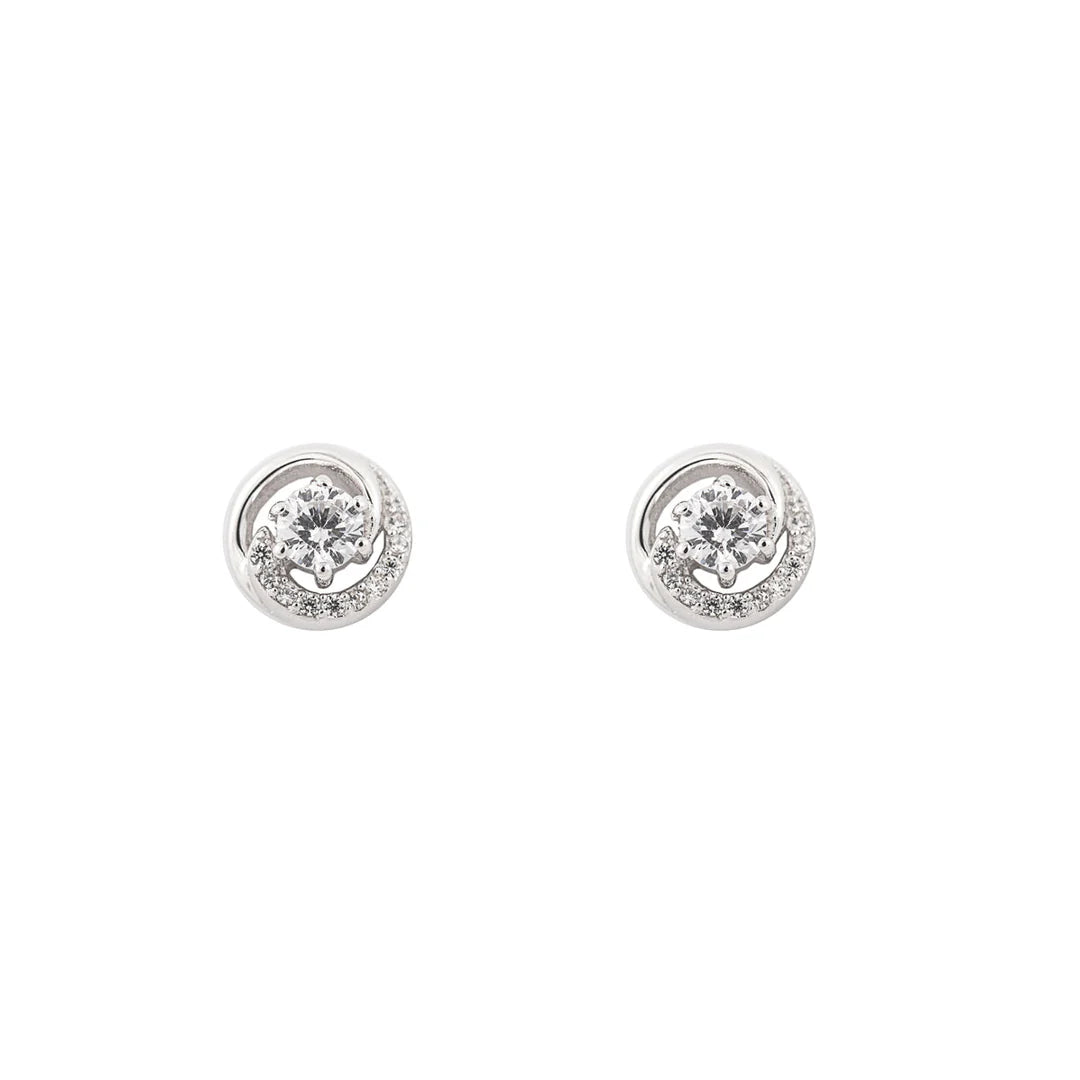 Sterling Silver Cz Swirl Knot Earrings