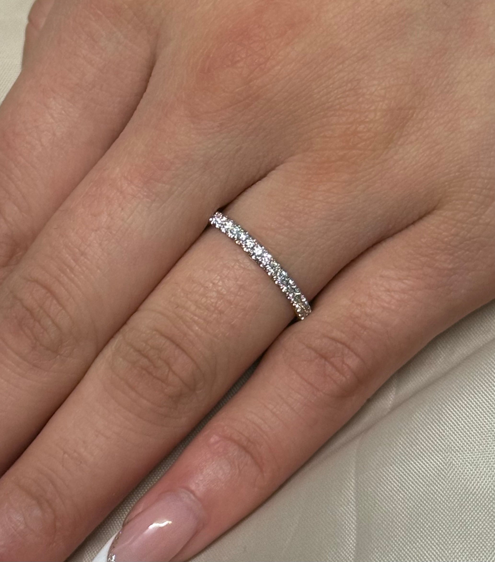 9ct White Gold Grain Set Diamond Band