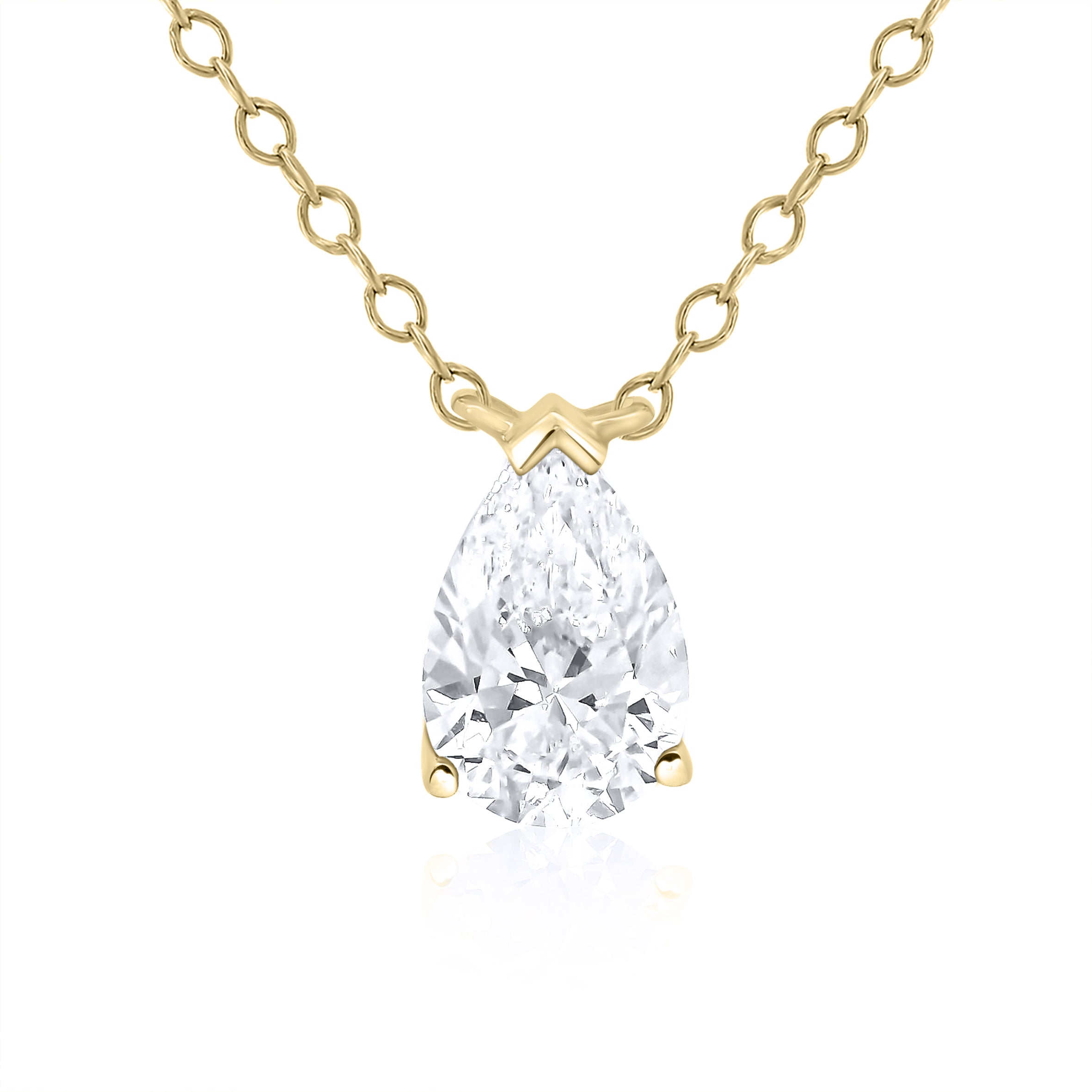 9ct Yellow Gold 1ct Pear Laboratory Grown Diamond Necklace