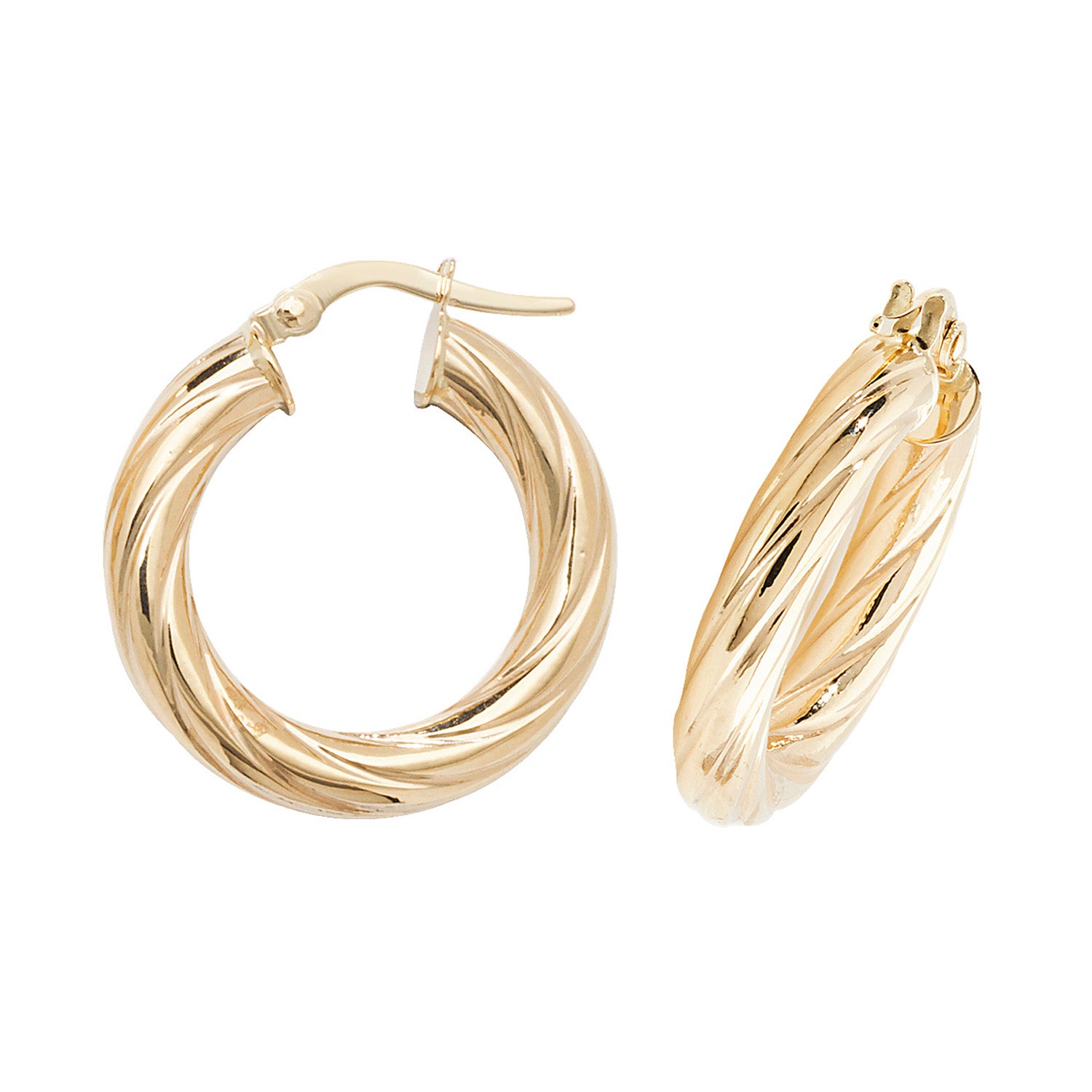 9ct Yellow Gold Thick Twist Hoops