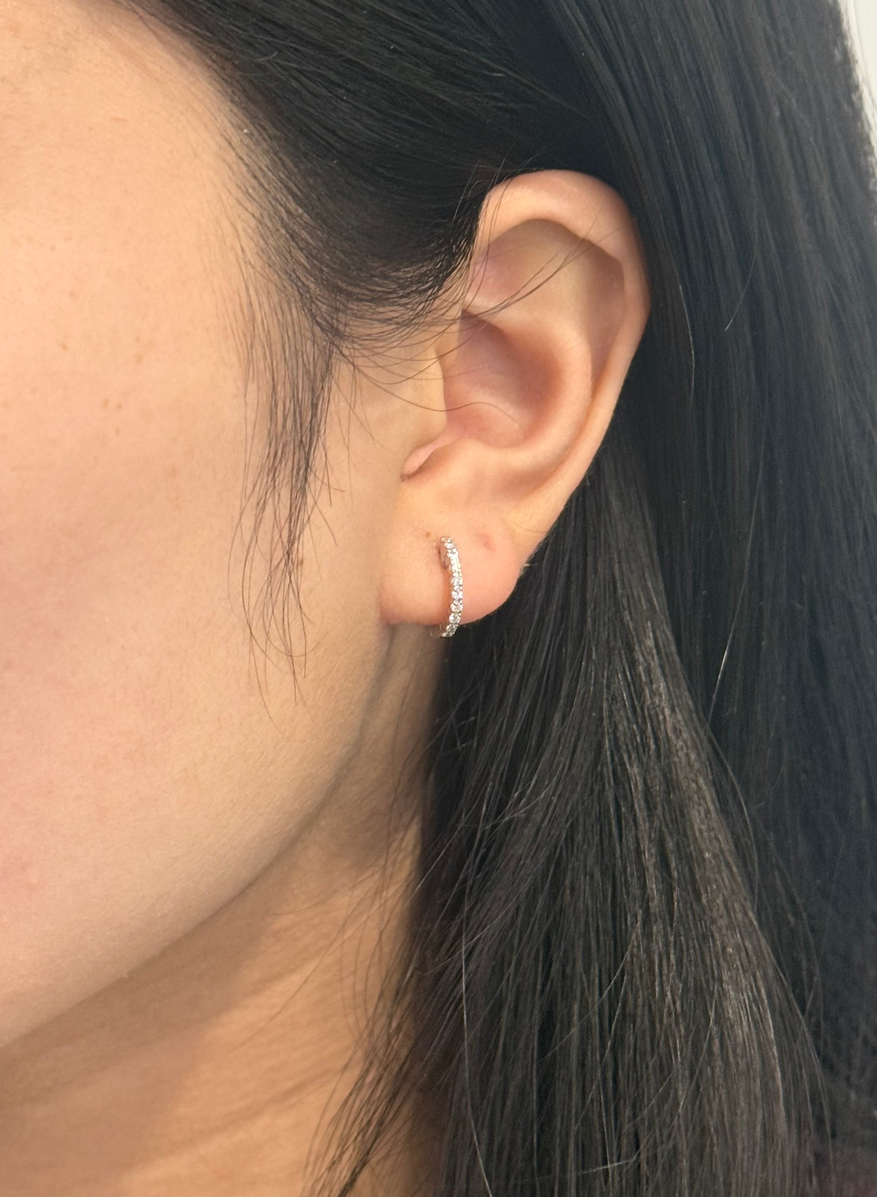 9ct White Gold Diamond Hoop Earrings