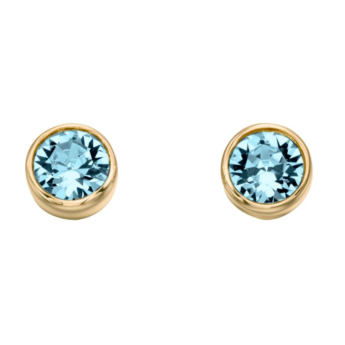 Yellow Gold Plated Sterling Silver March Birthstone Earrings