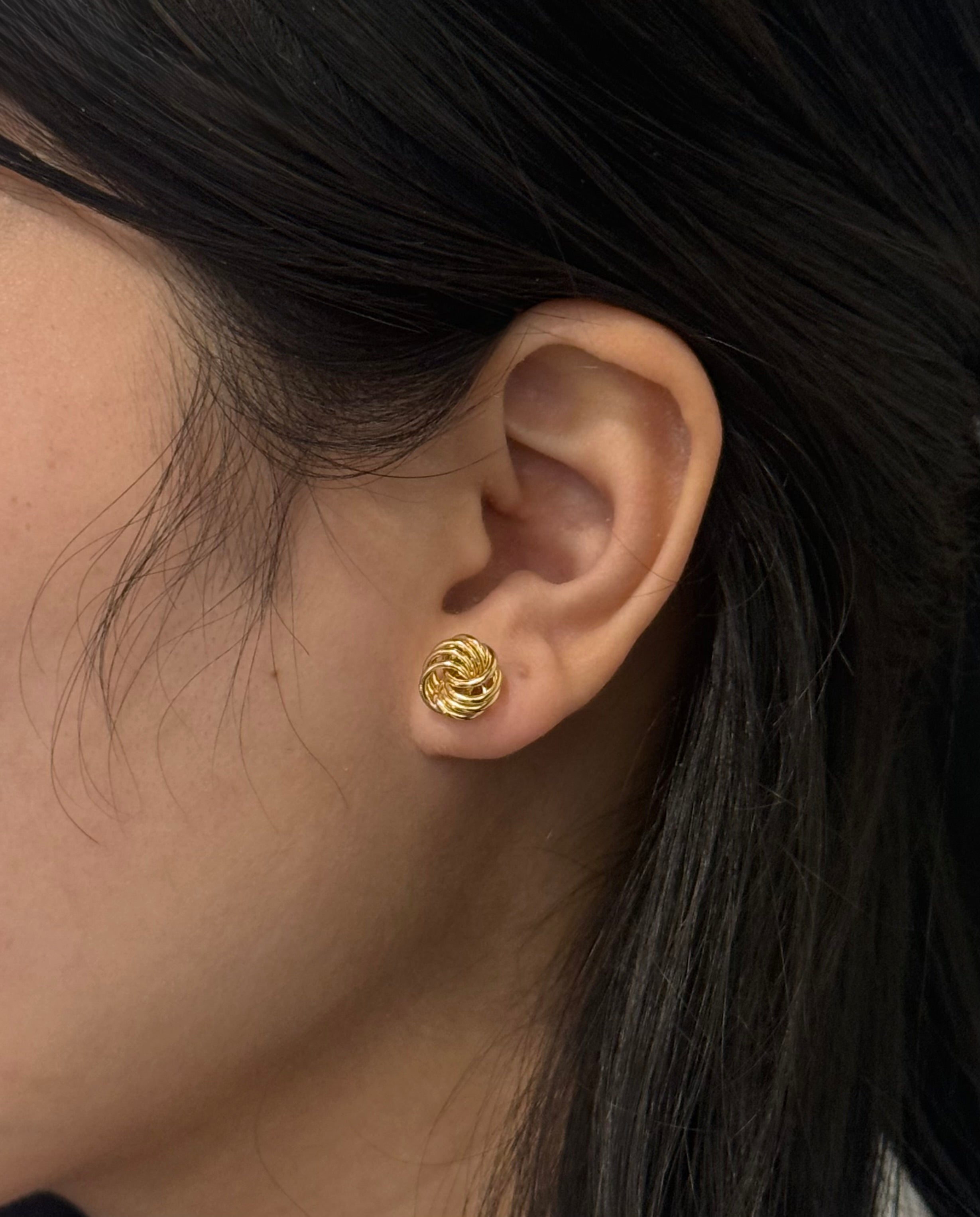 9ct Yellow Gold Intertwined Knot Stud Earrings