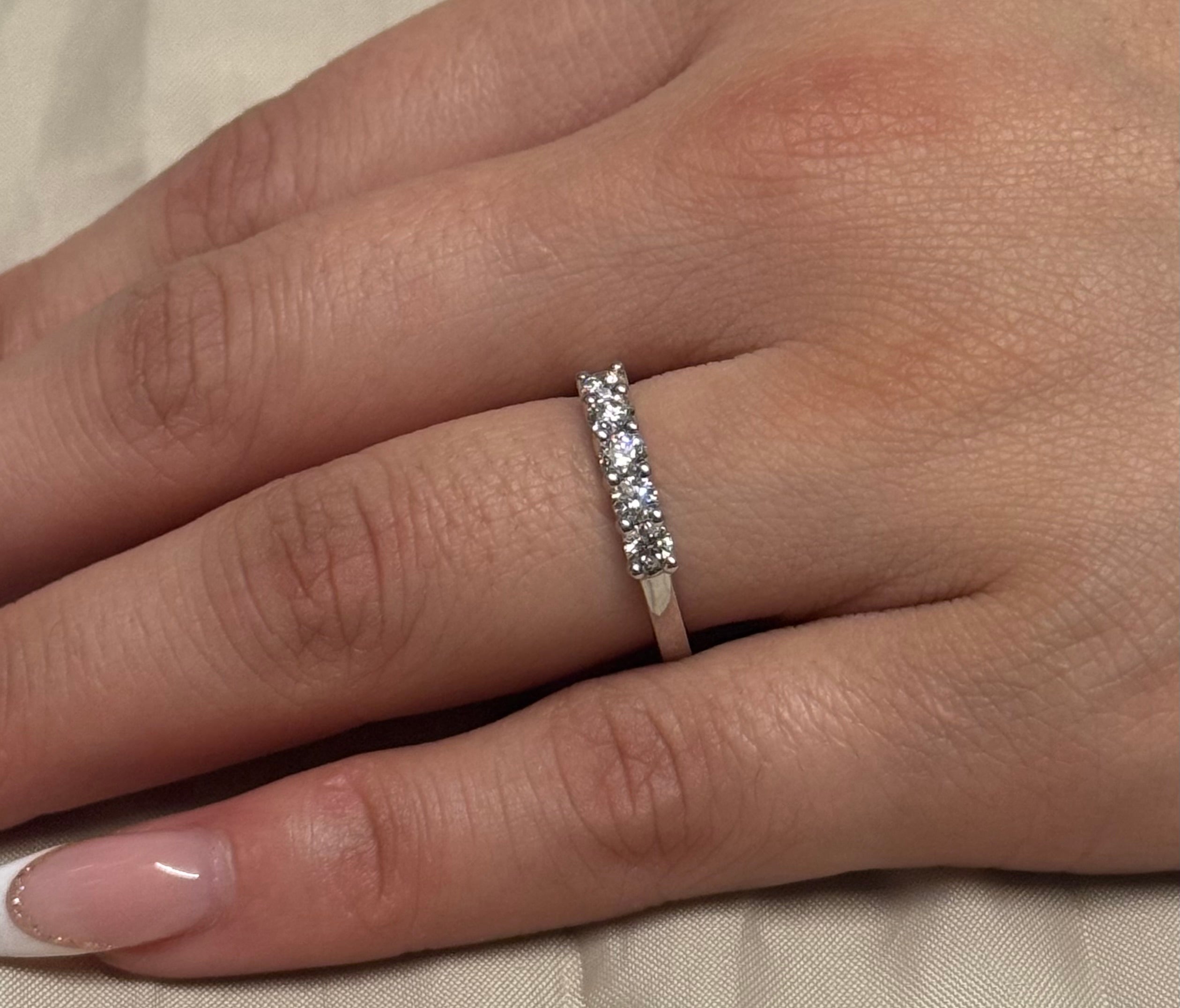 9K White Gold Five Stone Diamond Ring