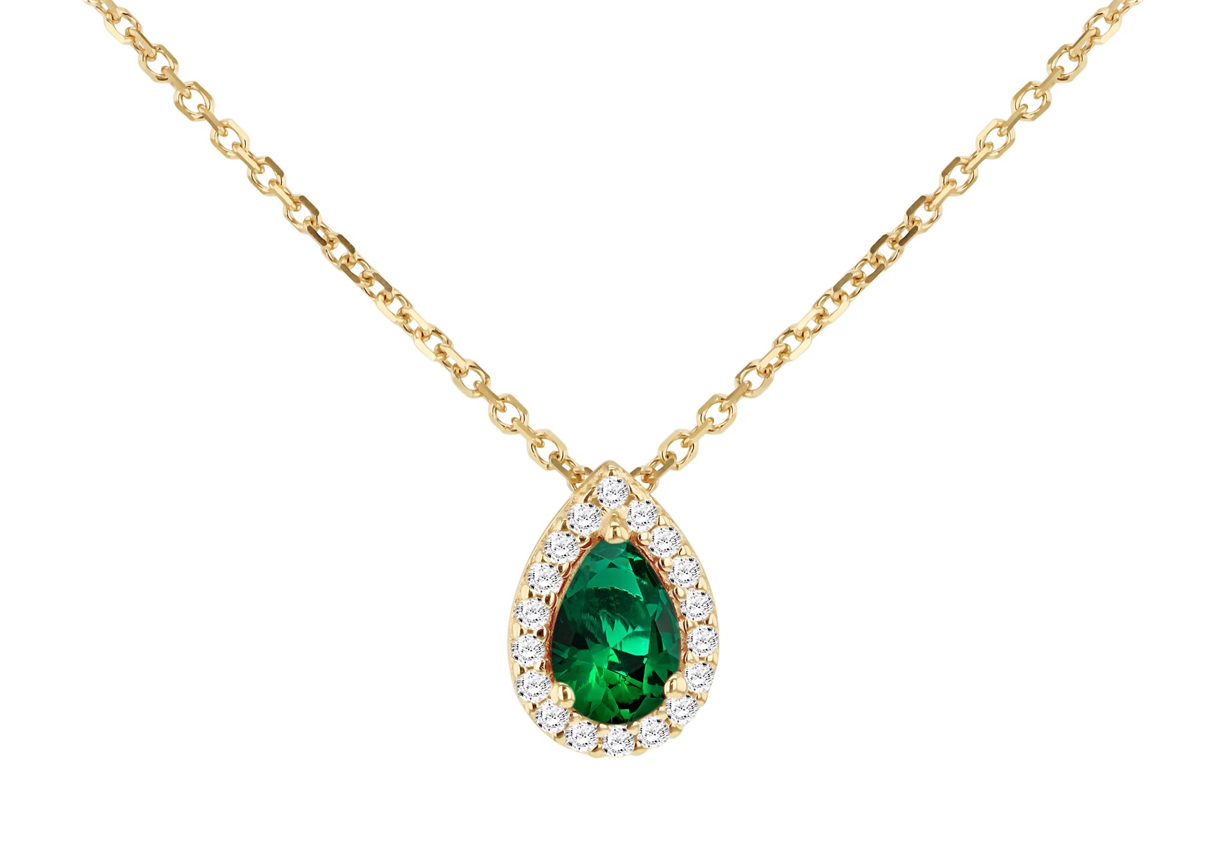 9ct Yellow Gold Small Green Stone CZ Pendant