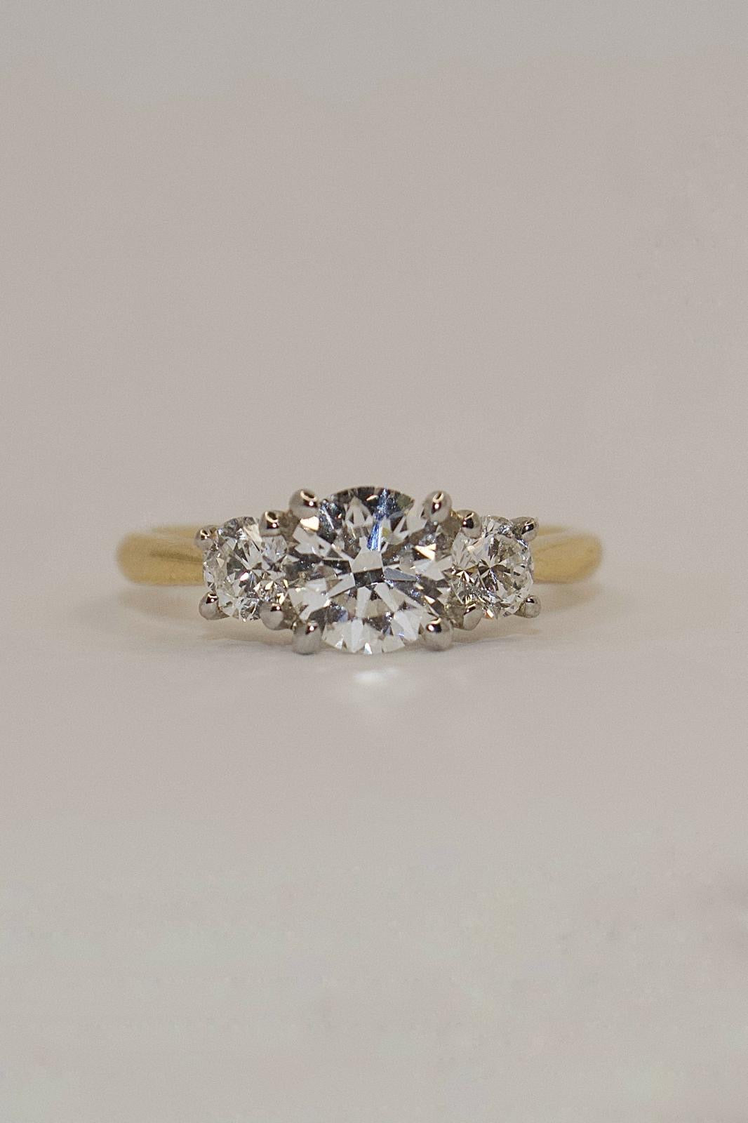 18k Yellow Gold 1.57ct Laboratory Grown Diamond Three Stone Ring