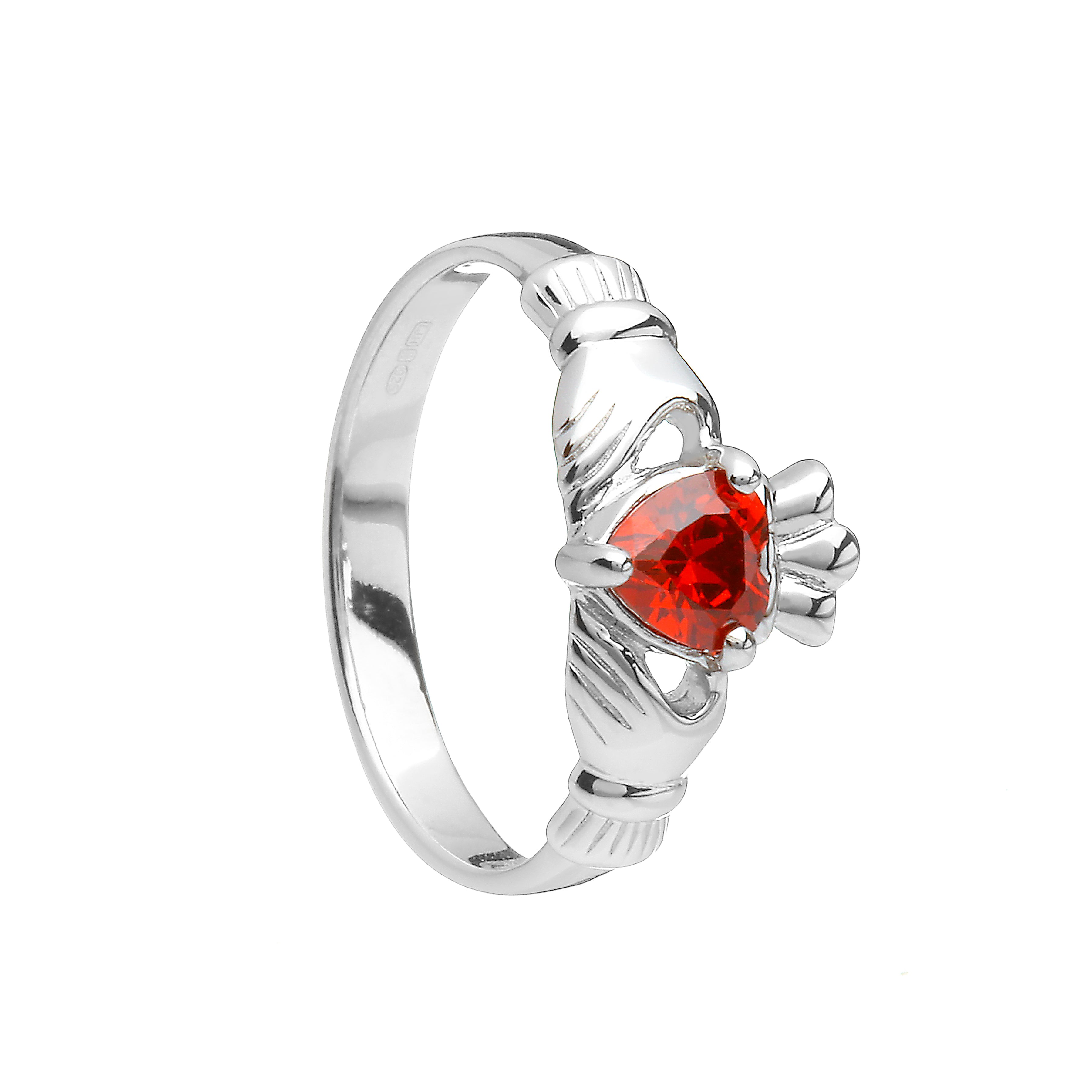 Sterling Silver January Birthstone Claddagh Ring