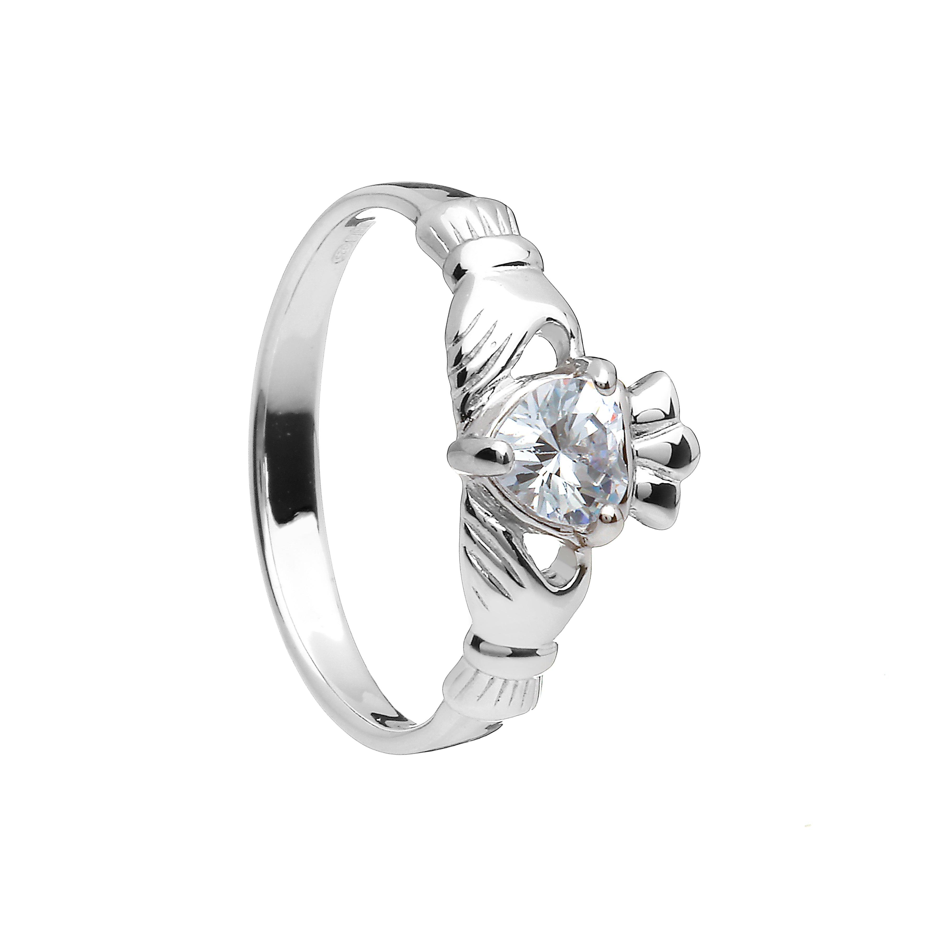 Sterling Silver April Birthstone Claddagh