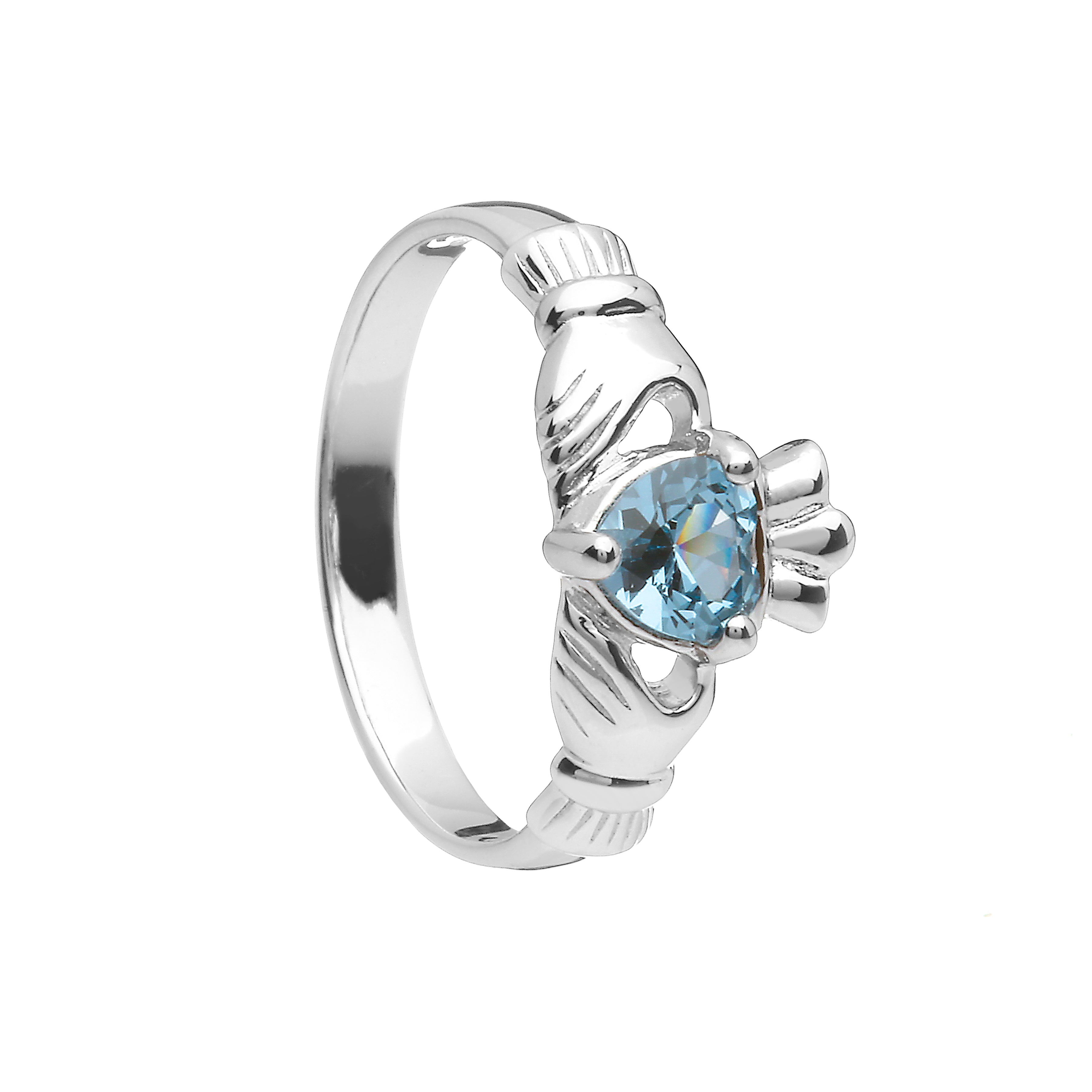 Sterling Silver March Birthstone Claddagh