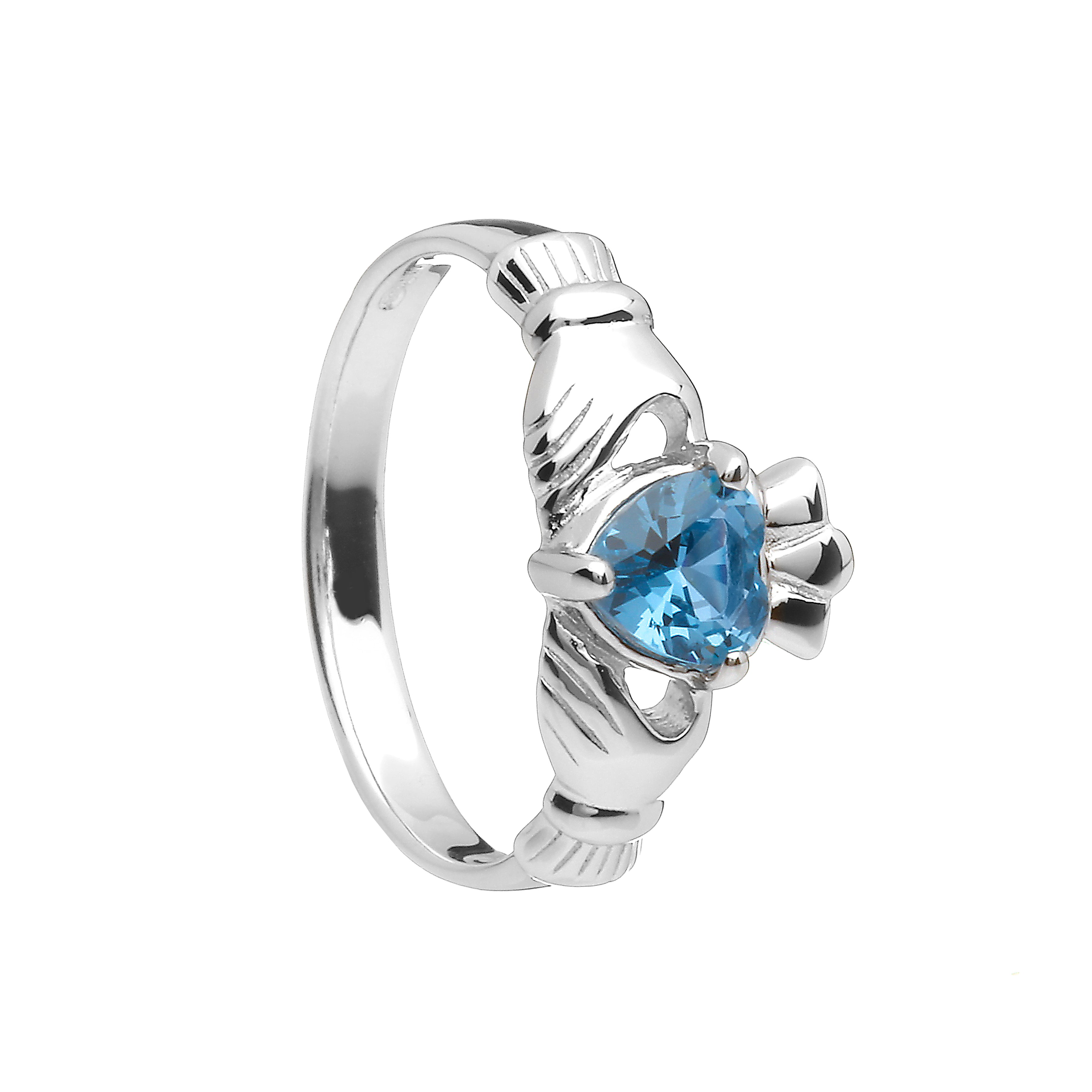 Sterling Silver December Birthstone Claddagh
