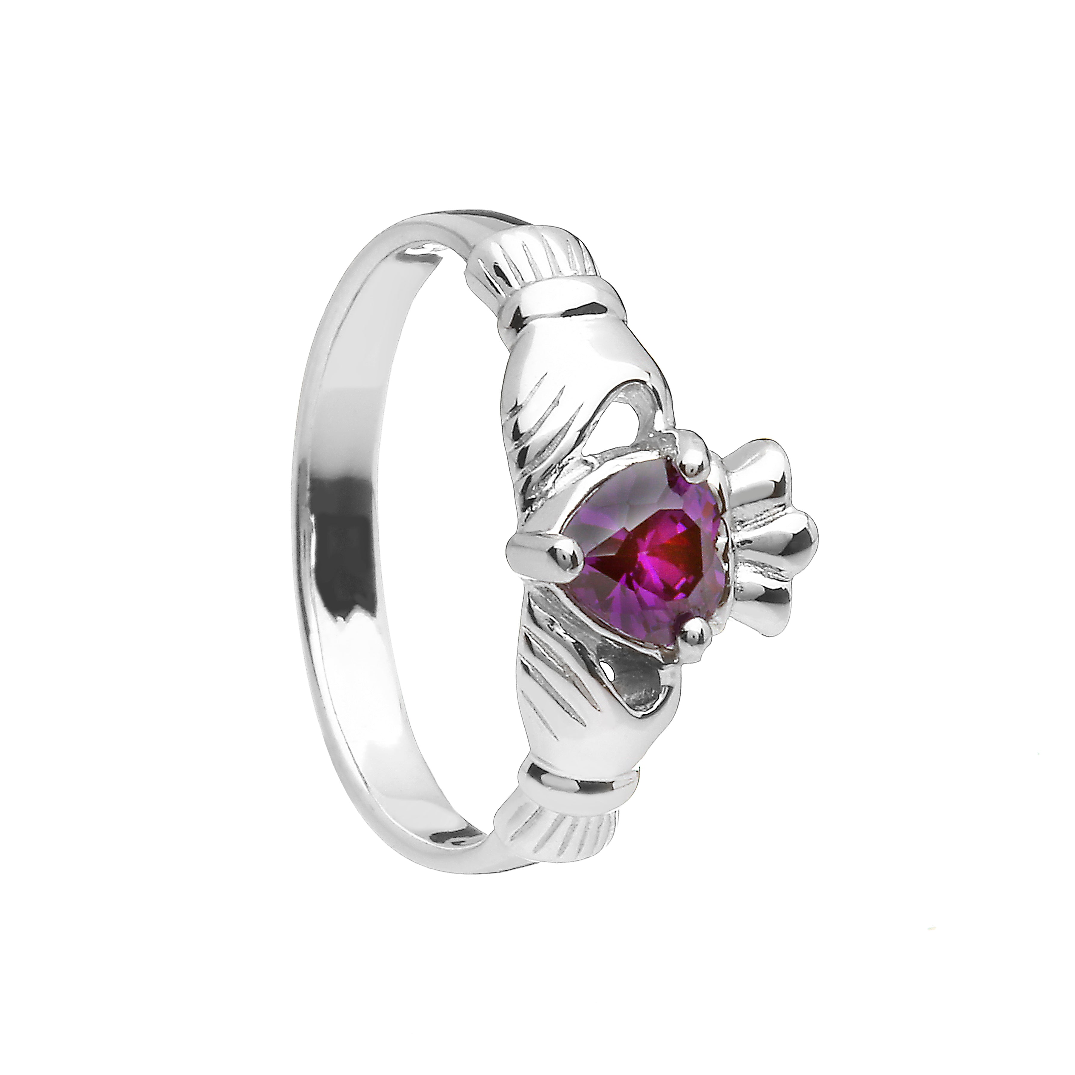 Sterling Silver February Birthstone Claddagh Ring