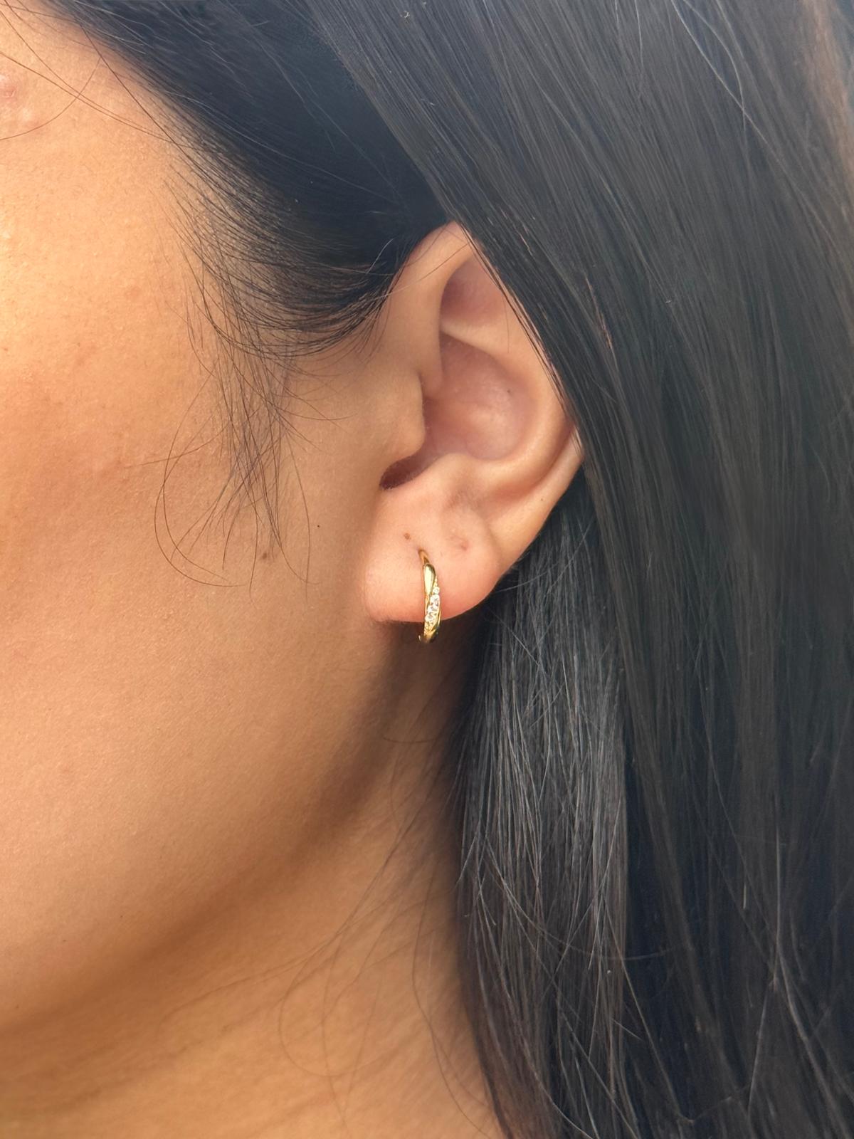 9K Yellow Gold Wrap Around CZ Hoop