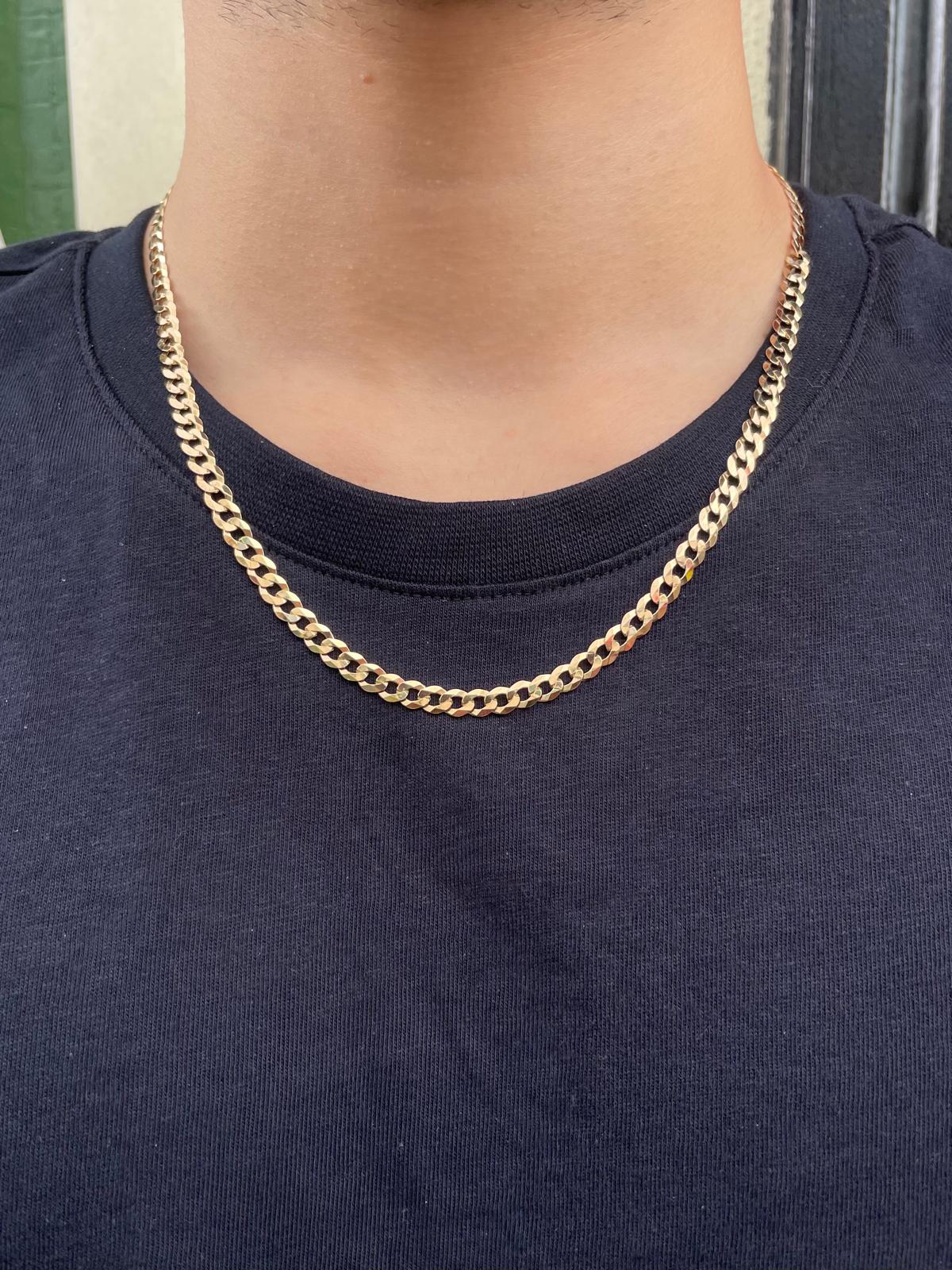 9ct Yellow Gold Mens Large Flat Curb Chain