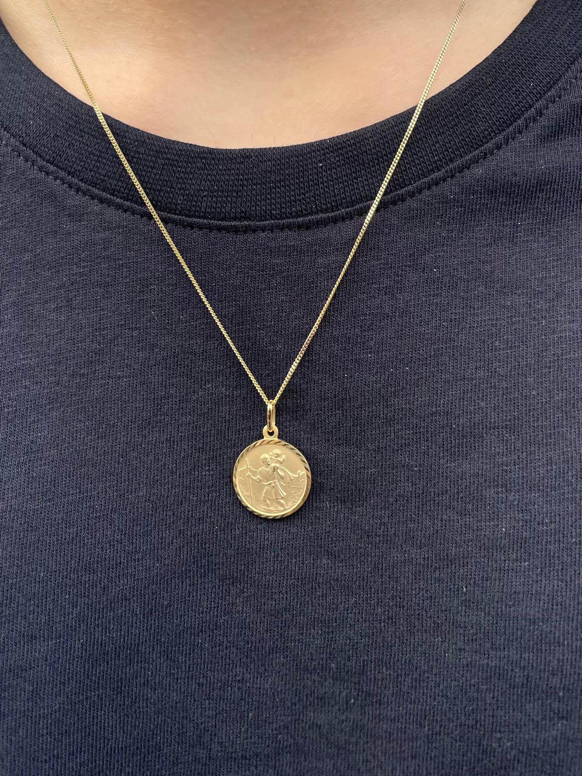 9ct Yellow Gold Matte St Christopher Medal